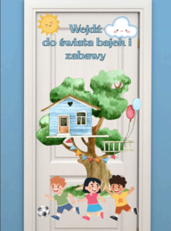 Leśna kraina zabawy – plakat i dekoracja na drzwi do przedszkola/ świetlicy/klasy