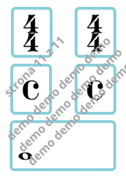Muzyka. Karty do nauki wartości rytmicznych i ćwiczeń praktycznych. Metrum 4/4.