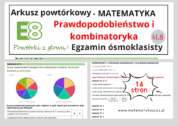 ARKUSZ POWTÓRKOWY kl.8 – PRAWDOPODBIEŃSTWO i KOMBINATORYKA + odpowiedzi / Wymagania od 2025 roku