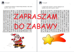 ☃?Świąteczne wykreślanki - 2 wykreślanki: ze słowami związanymi ze Świętami Bożego Narodzenia, z potrawami wigilijnymi