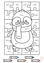 Kolorowa matematyka – mnożenie ×3 z uroczym pingwinkiem!