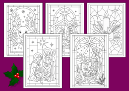 🎄✨🎅❄️Świąteczne WITRAŻE – Kolorowanki (34 szt.) - 🎀🌲Boże Narodzenie - zima - biblioteka - świetlica
