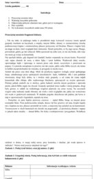test podsumowujący z j. polskiego dla kl. VI wg wzoru arkusza egzaminacyjnego