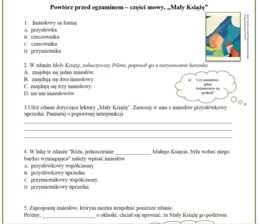Powtórz przed egzaminem - części mowy (także imiesłowy), "Mały Książę"