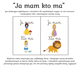 Gra edukacyjno-dydaktyczna „Ja mam… kto ma?” Postacie z bajek - 600 kart - wielkość - 8 szt na A4