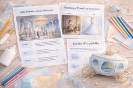 Kopciuszek – kreatywne karty pracy PDF do druku | język polski, matematyka i plastyka | klasy 1–3