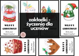 zakładki świąteczne - upominki dla uczniów (wersja angielska i polska)
