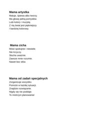 Mamy są różne - wszystkie wyjątkowe ( scenariusz apelu)