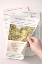 Opis ilustracji - ogród i las [Karta pracy]