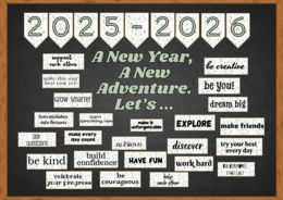 Motywacyjna gazetka szkolna po angielsku wersja kolorowa oraz czarno biała, Rozpoczęcie roku szkolnego- szablon canva.