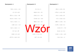 Dzielenie liczb dziesiętnych dodatnich i ujemnych przez liczbę dziesiętną | matematyka | 26 kolumn