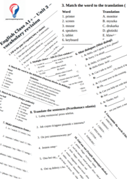 English Class A1+ – Unit 3 – vocabulary revision