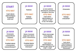 Części zdania- gra w domino (wersja bez koloru) #części zdania #powtórka #powtórzenie materiału