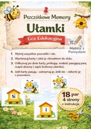 Pszczółkowe memory 🐝 – ułamki zwykłe i liczby mieszane (zapis słowny i liczbowy) | wycinanka | kl. 4–6