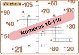 Krzyżówka obrazkowa "Números 10-110" (Liczby od 10 do 110) - z odpowiedziami