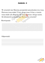 Obliczanie długości trasy. Zadania z treścią klasa 2-3
