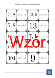 Domino - Dzielenie liczb dziesiętnych | matematyka
