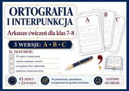 ✒️ ORTOGRAFIA I INTERPUNKCJA — sprawdziany dla klas 7–8 - 3 wersje