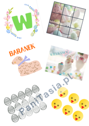Wielkanoc pakiet - symbole wielkanocne, puzzle, liczmany, praca plastyczna, girlanda, plakat-tło, kolorowanka XXL