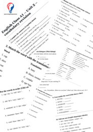 English Class A1 – Unit 2 – vocabulary revision
