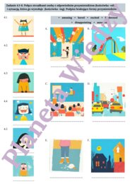 PRZYMIOTNIKI (EMOCJE)– Zbiór zadań do egzaminu ósmoklasisty z języka angielskiego. Poziom A2/A2+ – przymiotniki opisujące uczucia i emocje, ćwiczenia: końcówki -ing/-ed, przymiotniki zaprzeczające (unamused, unexciting), wypełnianie luk w tekście, tworze