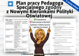 Plan pracy pedagoga specjalnego w przedszkolu