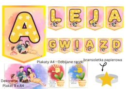Dzień Rodziny - Girlanda, Napis, Dekoracja, Bransoletka - Gwiazdka oraz dwa Plakaty - laurki - Odbijanie rączek
