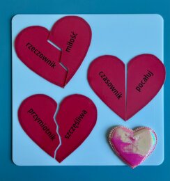 Puzzle - części mowy - walentynki