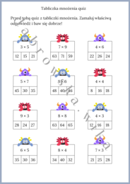 Tabliczka mnożenia - kosmiczny quiz