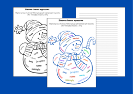 ZIMA - ortograficzna CHMURA wyrazowa – ortografia – opowiadanie – 2 wersje