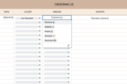 Cyfrowy planer nauczyciela przedmiotowego | Arkusze Google