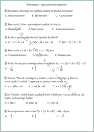 Równania - quiz powtórzeniowy