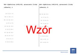 Wzór algebraiczny (A+B)(A-B), upraszczanie (liczby całkowite) | matematyka, algebra | 26 kolumn