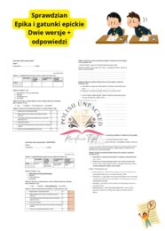 Sprawdzian epika i gatunki epickie, dwie wersje + odpowiedzi, klasa 5,6,7,8