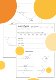 Kartkówka - własności kątów. Kąty w trójkątach i czworokątach. Klasa 6.
