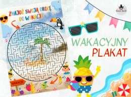 DARMOWY WAKACYJNY PLAKAT Z LABIRYNTEM - Znajdź swoją drogę do wakacji