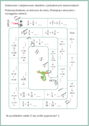 Ułamki o jednakowych mianownikach - wąż matematyczny