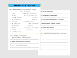 Present Continuous - łatwe ćwiczenia dla początkujących - klasa 4
