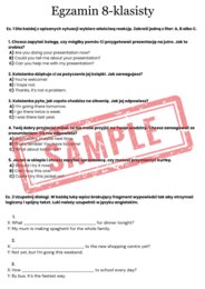 Egzamin 8-klasisty – Język Angielski | Zestaw zadań egzaminacyjnych: reakcje, dialogi, czytanie, tłumaczenia, e-mail + klucz odpowiedzi