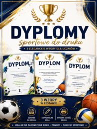 🏆 Dyplomy sportowe do druku – 3 eleganckie wzory dla uczniów (PDF)