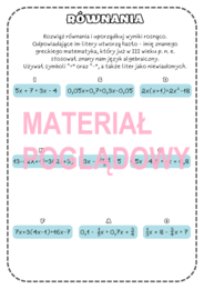 RÓWNANIA - karta pracy kl. 7,8