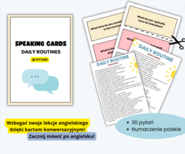 Speaking cards, daily routine - karty konwersacyjne, po angielsku, życie codzienne