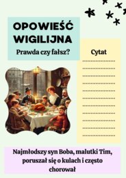 Prawda czy fałsz?-karty graficzne do lektury ,,Opowieść wigilijna"