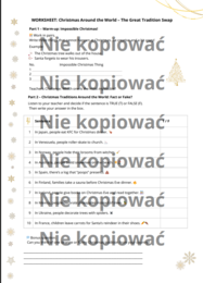 Karta pracy Christmas Around the World A2+/B1