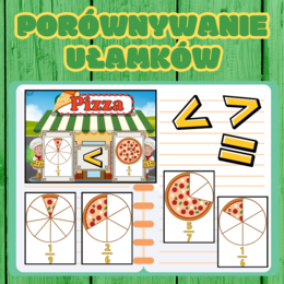 Karty edukacyjne do nauki ułamków – porównaj ułamki