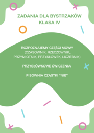 Zadania dla bystrzaków - części mowy, cząstka nie, przysłówek