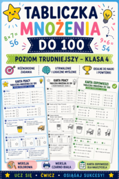 Tabliczka mnożenia do 100 – karta pracy (klasa 2-4, poziom trudniejszy)