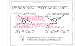 Kwadraty i sześciany liczb - notatka i karta pracy kl. 4, 5, 6