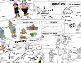 "Kajko i Kokosz. Szkoła latania" - 3 karty (puste i uzupełnione)