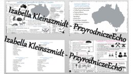 Zestaw sketchnotek – notatek do całego działu „Australia i Oceania” wykonanych w power point do edycji. Geografia 8